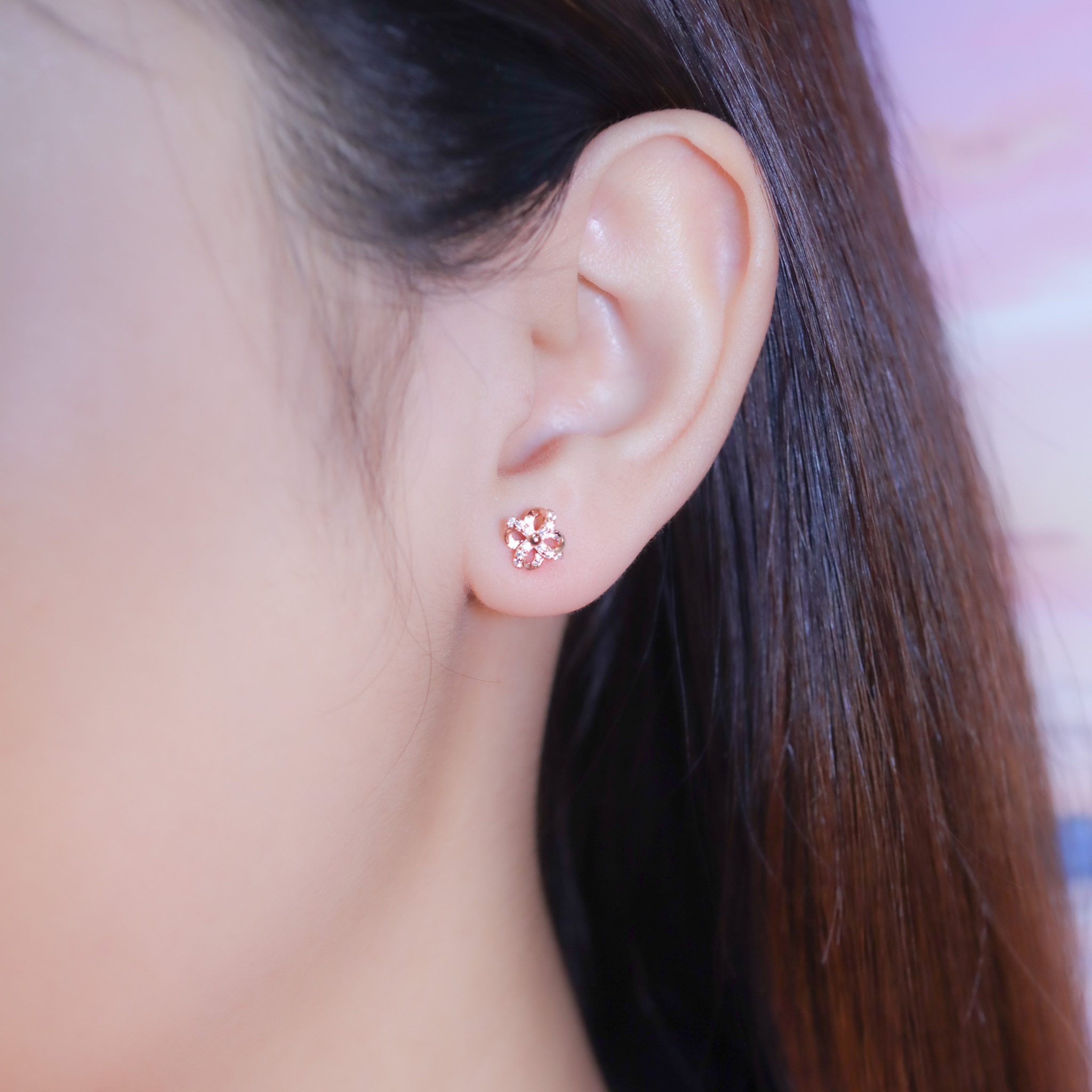 | 925純銀・白金・玫瑰金 | 幸福的風耳環 (銀/玫瑰金) | EA0967 |