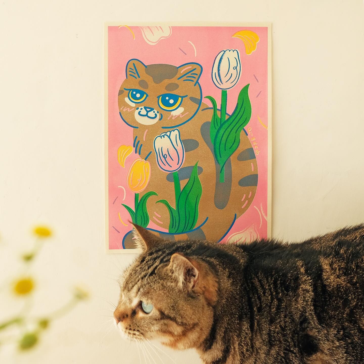 鬱金香 貓嶼花 孔版印刷海報 A4｜皮康