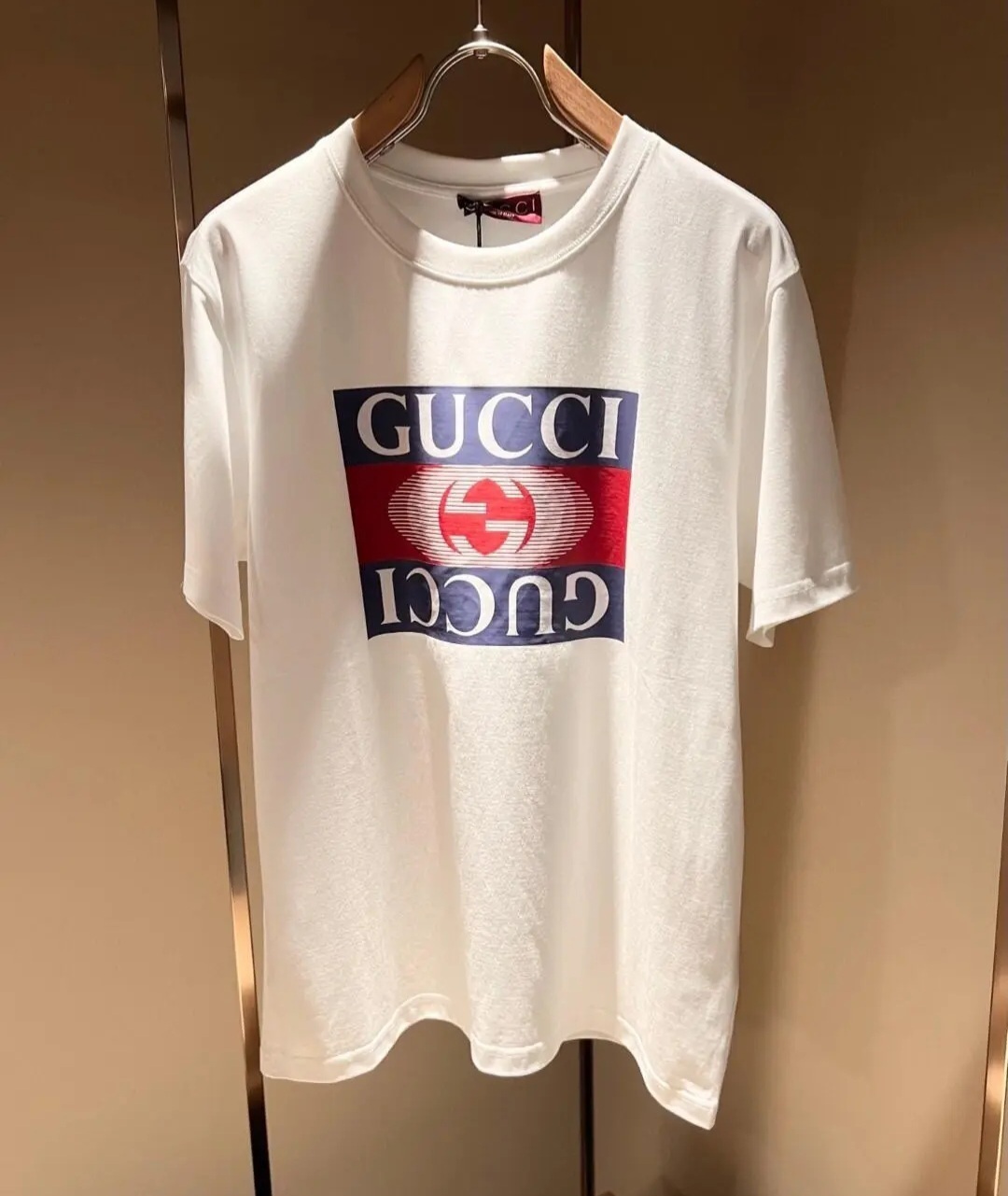 GG 白色 藍紅方形Logo Tee 成人款