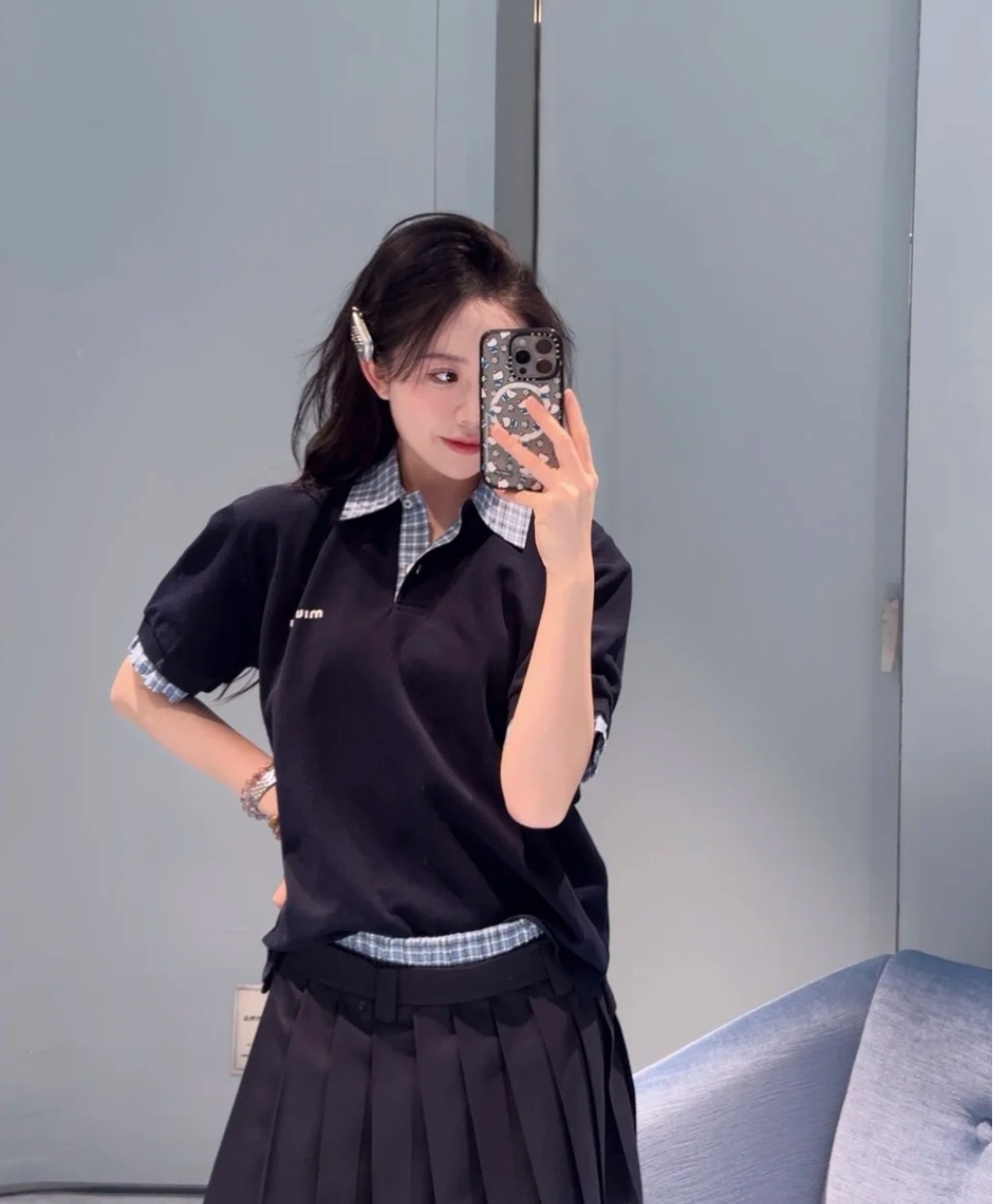 Miu Miu 格仔反領 上衣