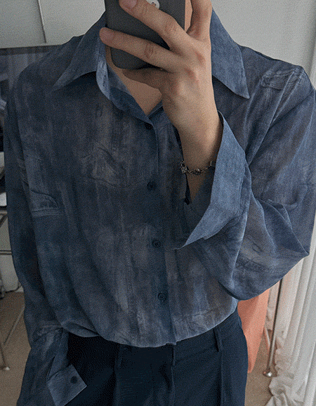 比弗雪紡長袖襯衫