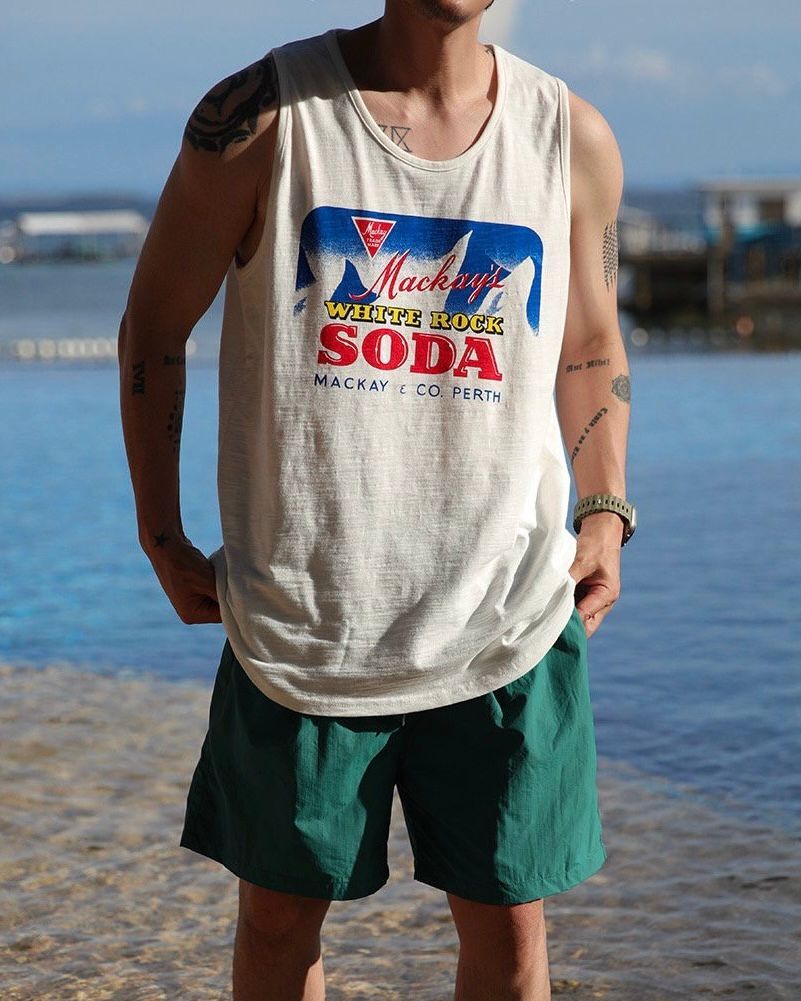 英文字圖案背心 V986