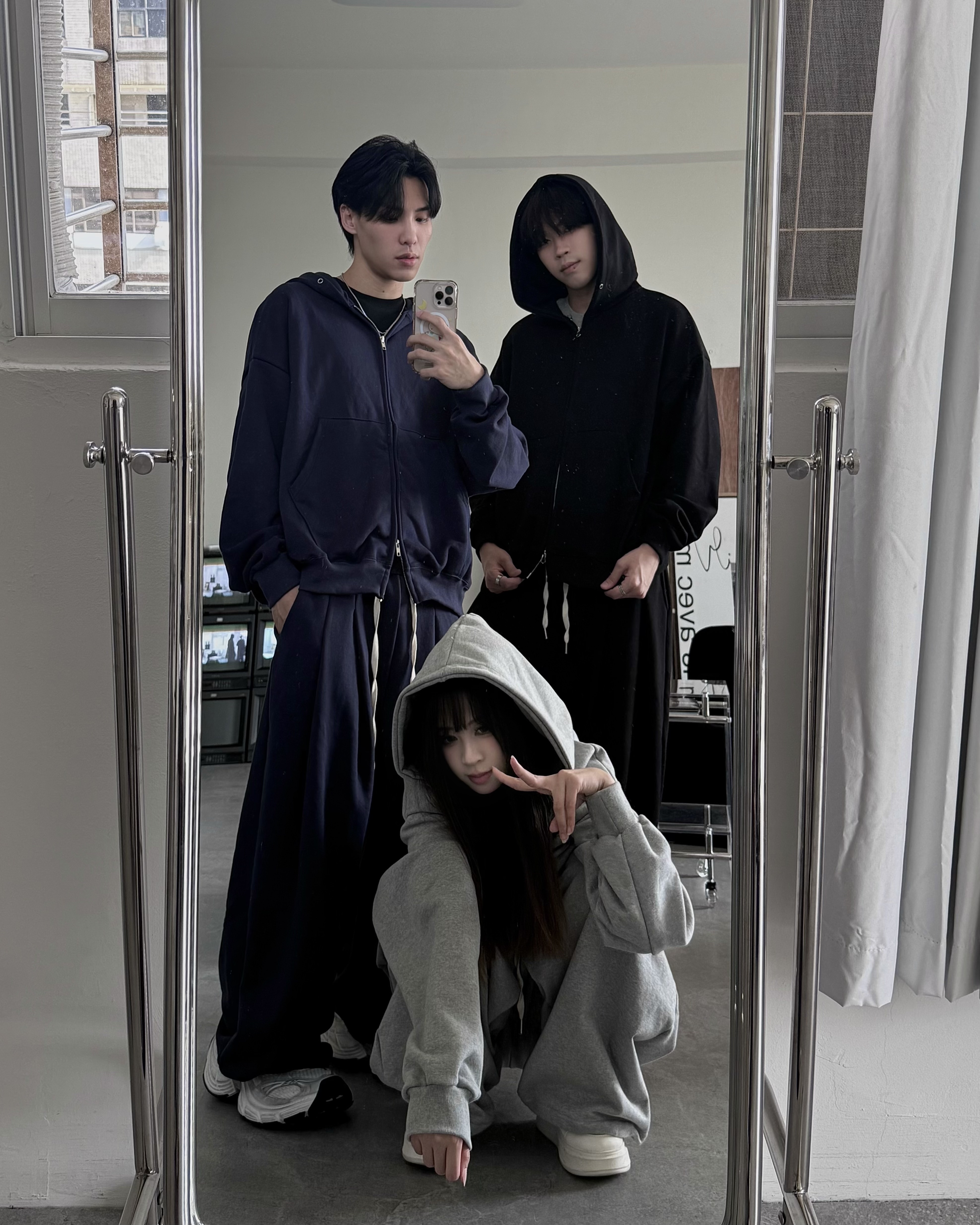 𝐇·𝐓·𝐒 韓國 TXT 崔然竣同款 素面 慵懶 低飽和 連帽外套 棉褲 套裝