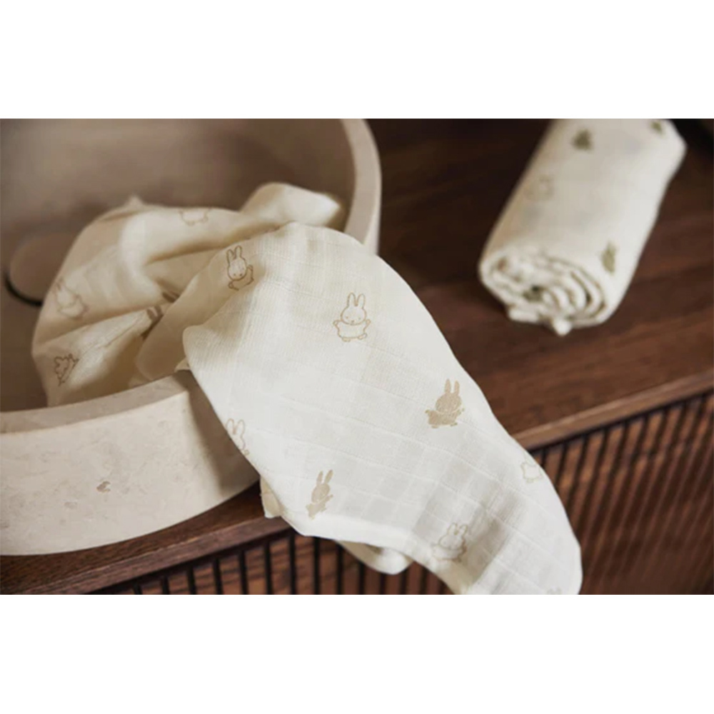 荷蘭Jollein Happy Miffy 包巾-Olive Green