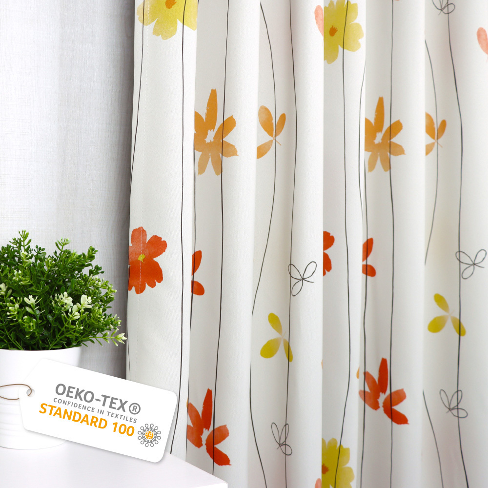 手工製作│遮光窗簾│半窗落地窗│橙花暈染│打孔│2尺寸