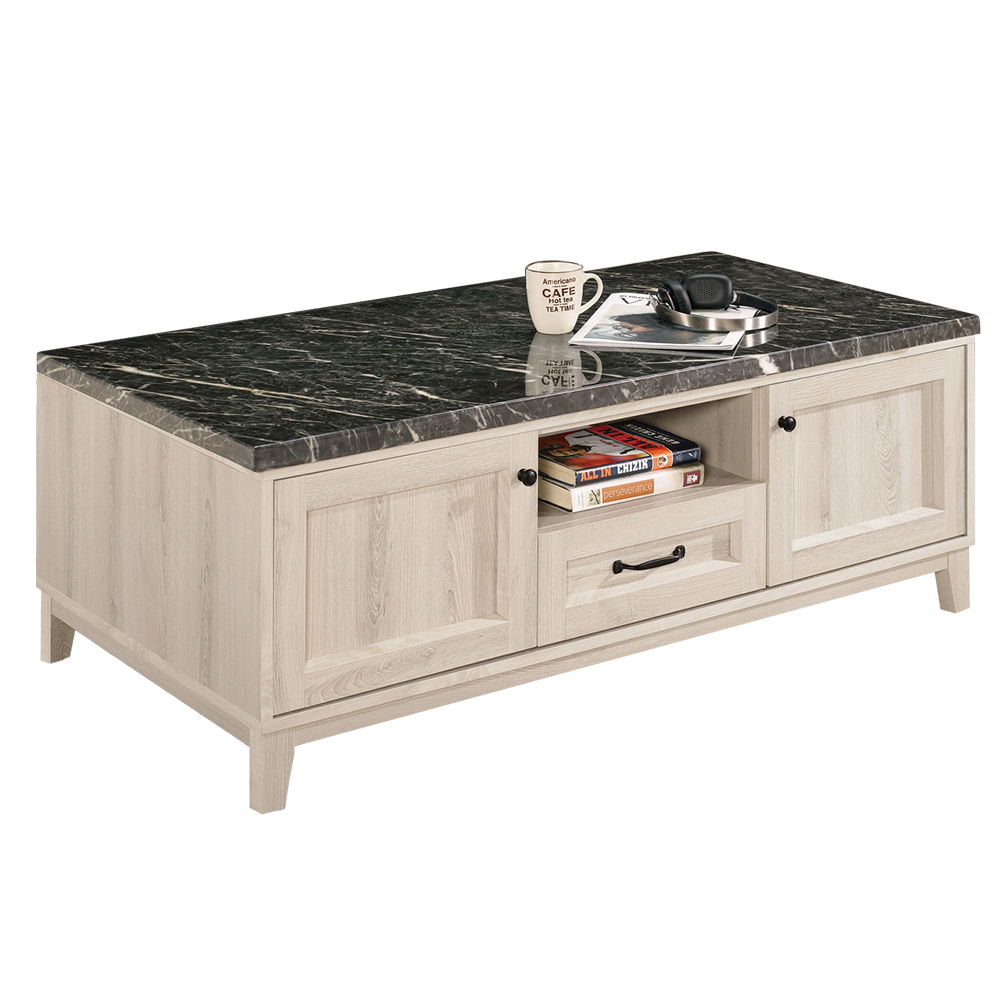 莉蒂4.4尺四門二抽石面大茶几