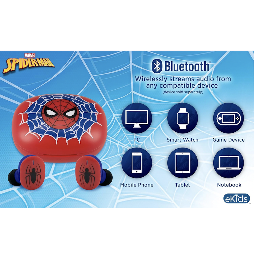 美國 SpiderMan 兒童藍芽耳機 (附充電盒)