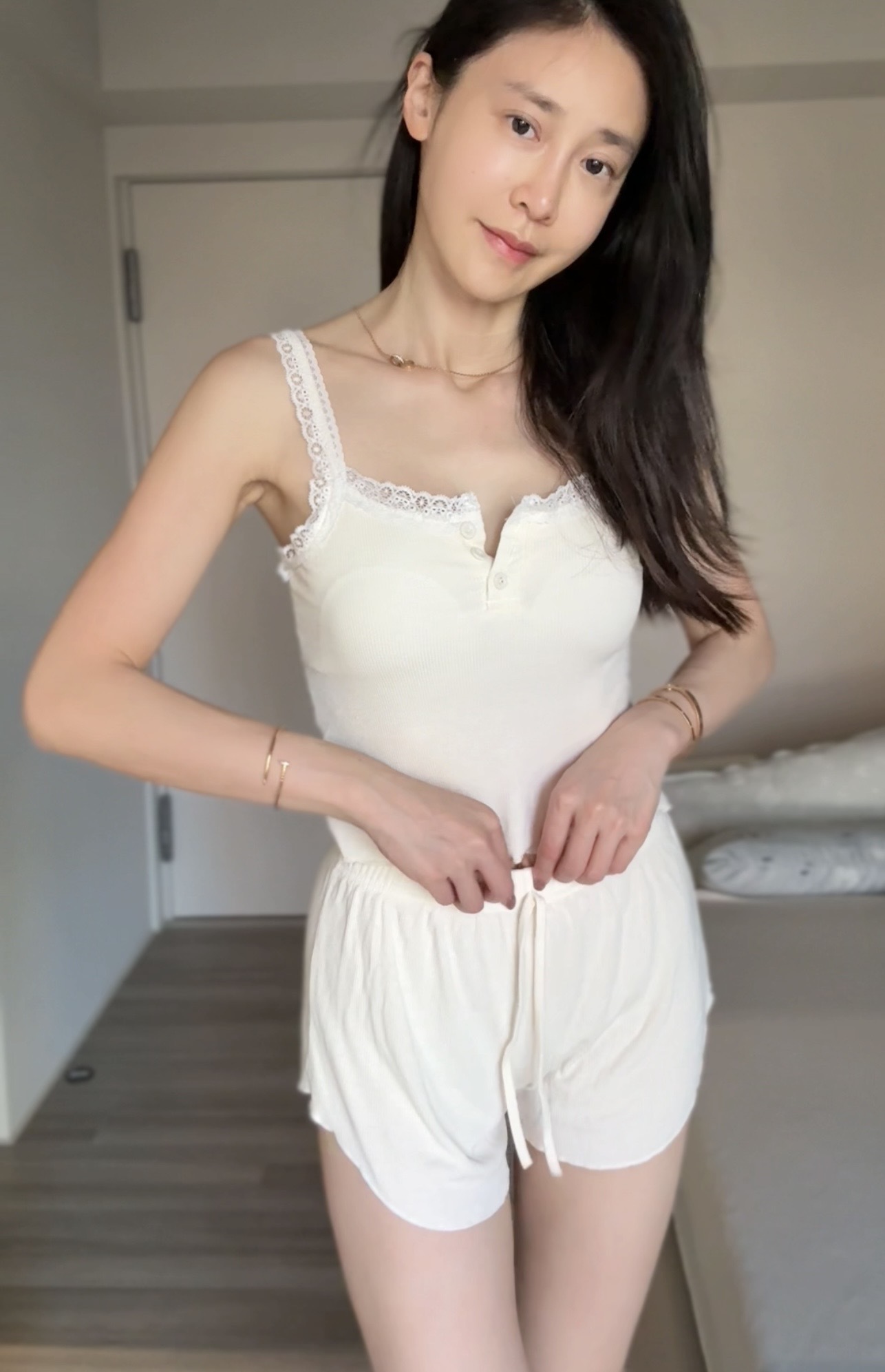 溫柔素面睡衣套組(含胸墊)