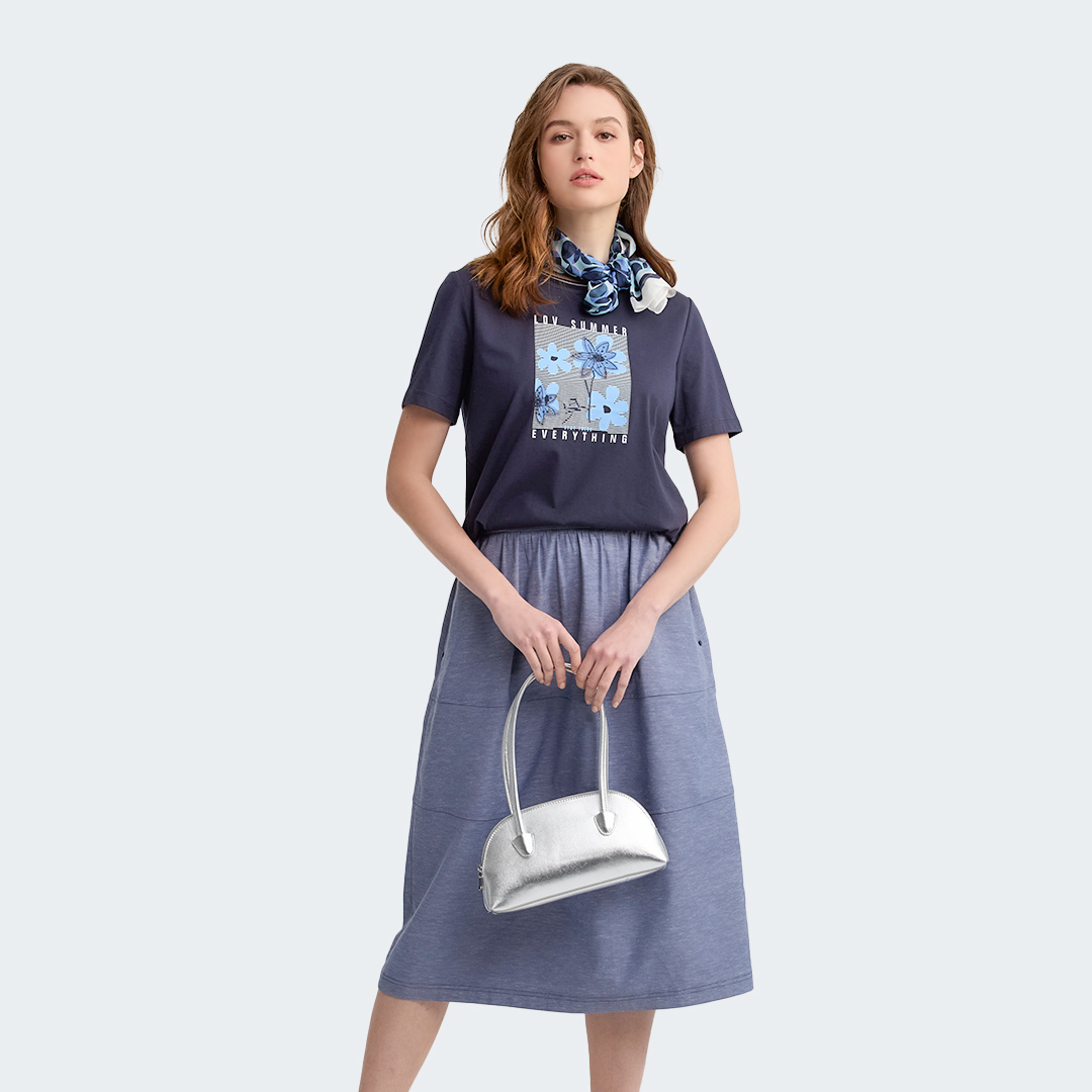 百搭休閒後鬆緊蛋糕裙