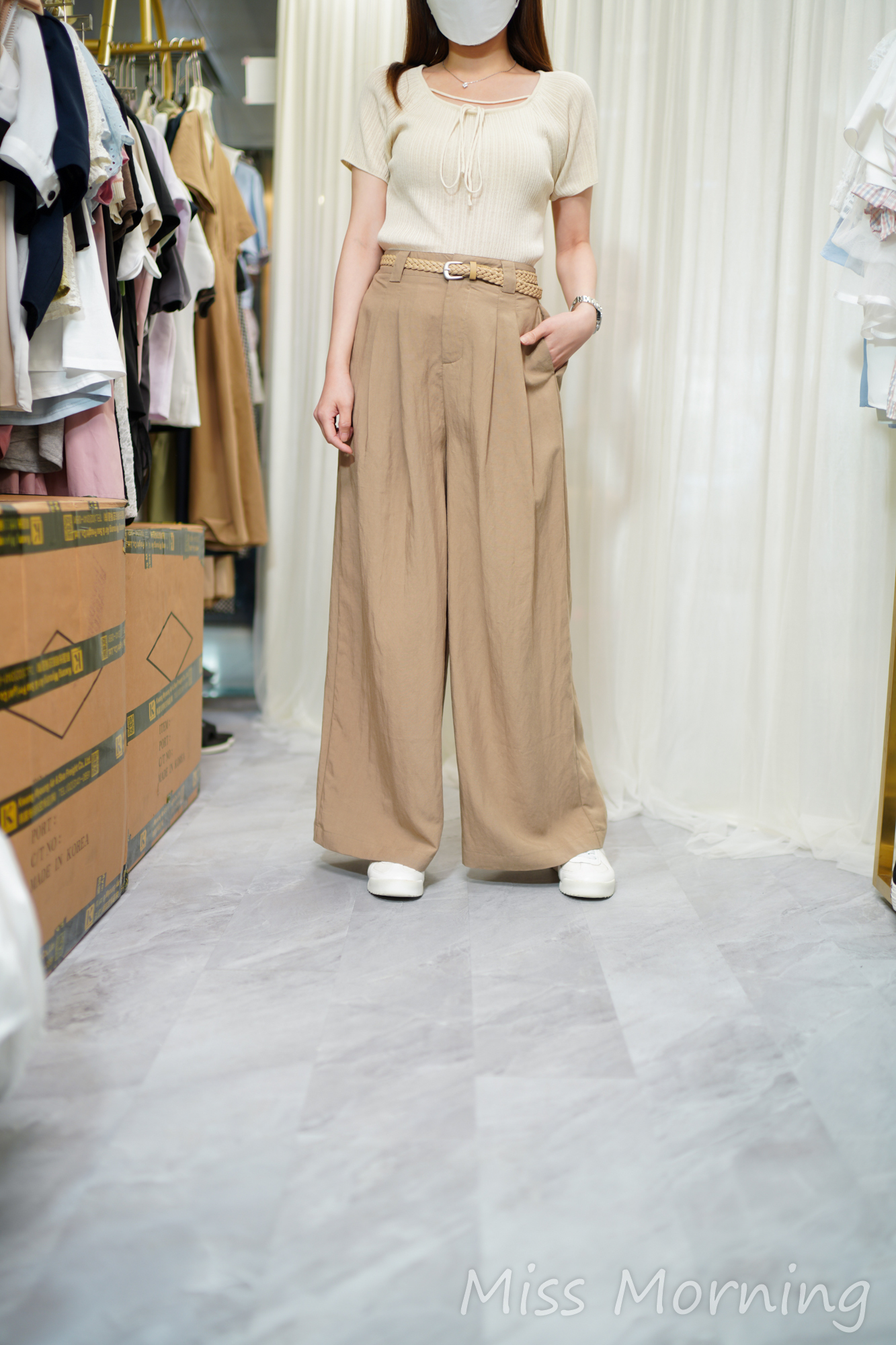 領位自由頸繩彈彈線衫(14588)