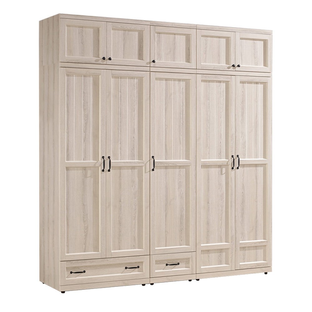 莉蒂6.9尺加高衣櫃組合(四吊桿+二抽)