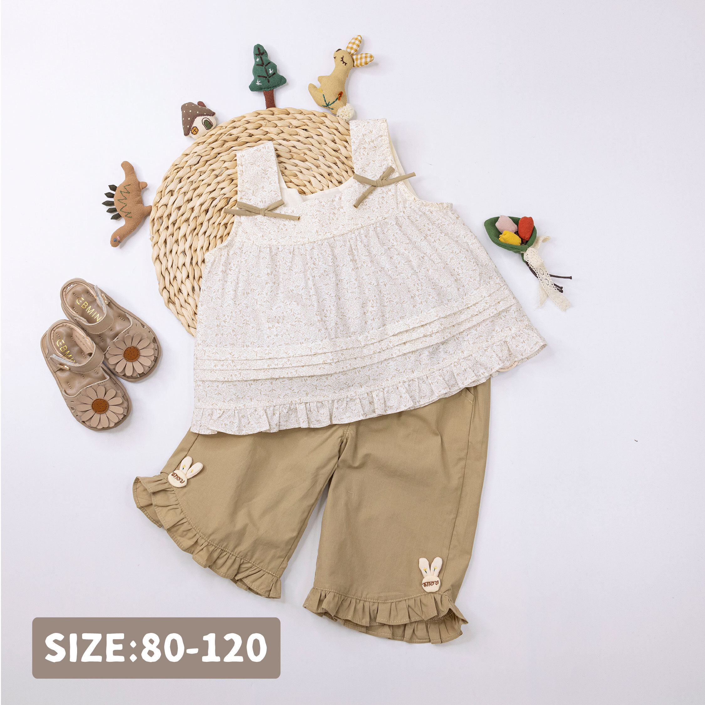 【H50282】日系碎花可愛兔兔套裝