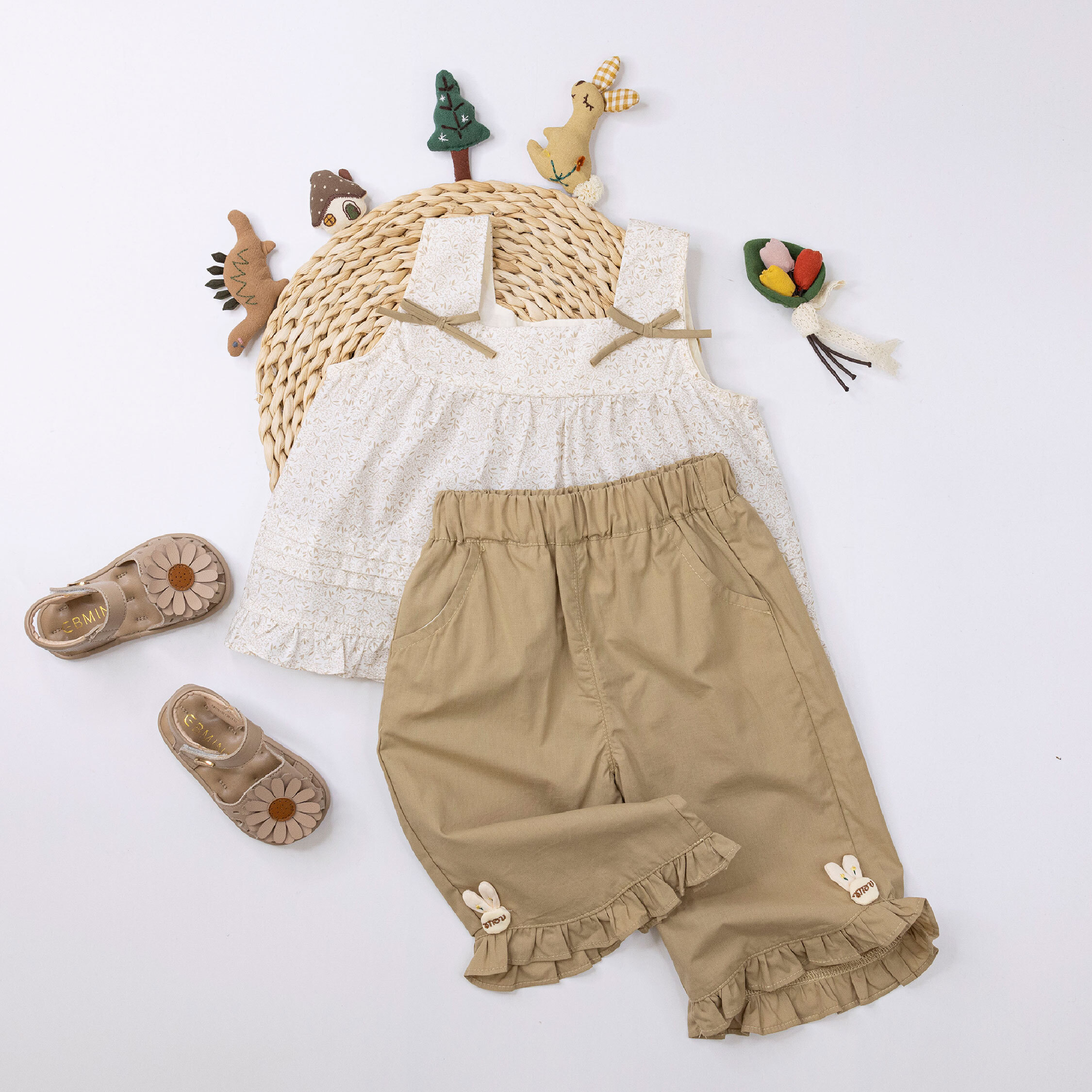 【H50282】日系碎花可愛兔兔套裝