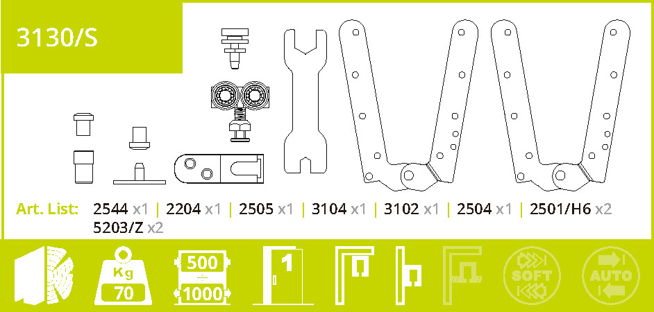 villes 70kg 摺趟門系統 配件列表