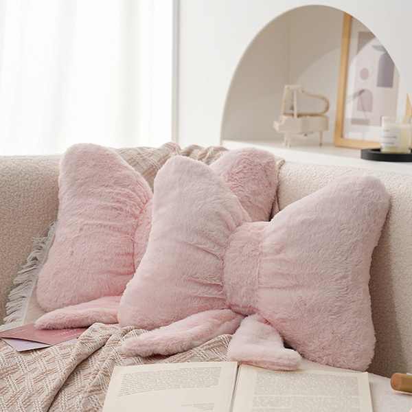蝴蝶結仿兔毛靠枕(現貨出清)