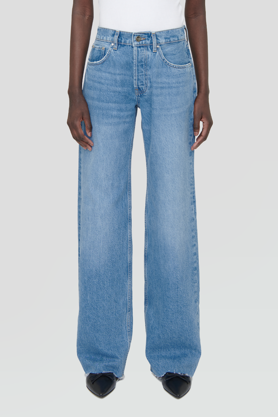 Anine Bing｜HUGH 中腰不收邊牛仔寬褲