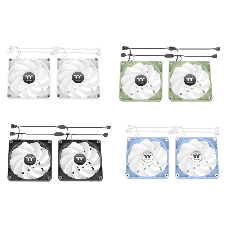 米特3C數位–曜越 CT140 ARGB 反轉 模組化線材設計 (二入) 黑色/白色/抹茶綠/繡球花藍