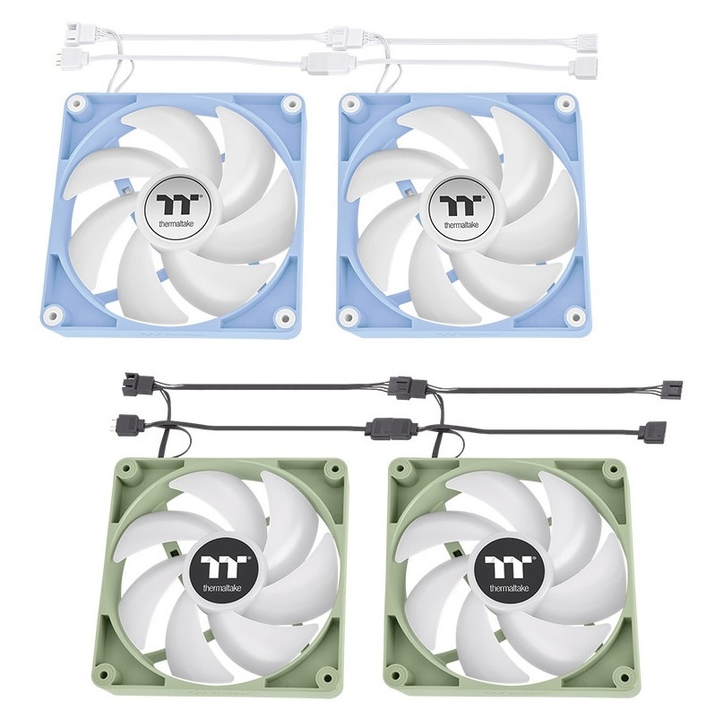 米特3C數位–Thermaltake 曜越 CT140 ARGB 正轉 模組化線材設計 (二入) 抹茶綠/繡球花藍