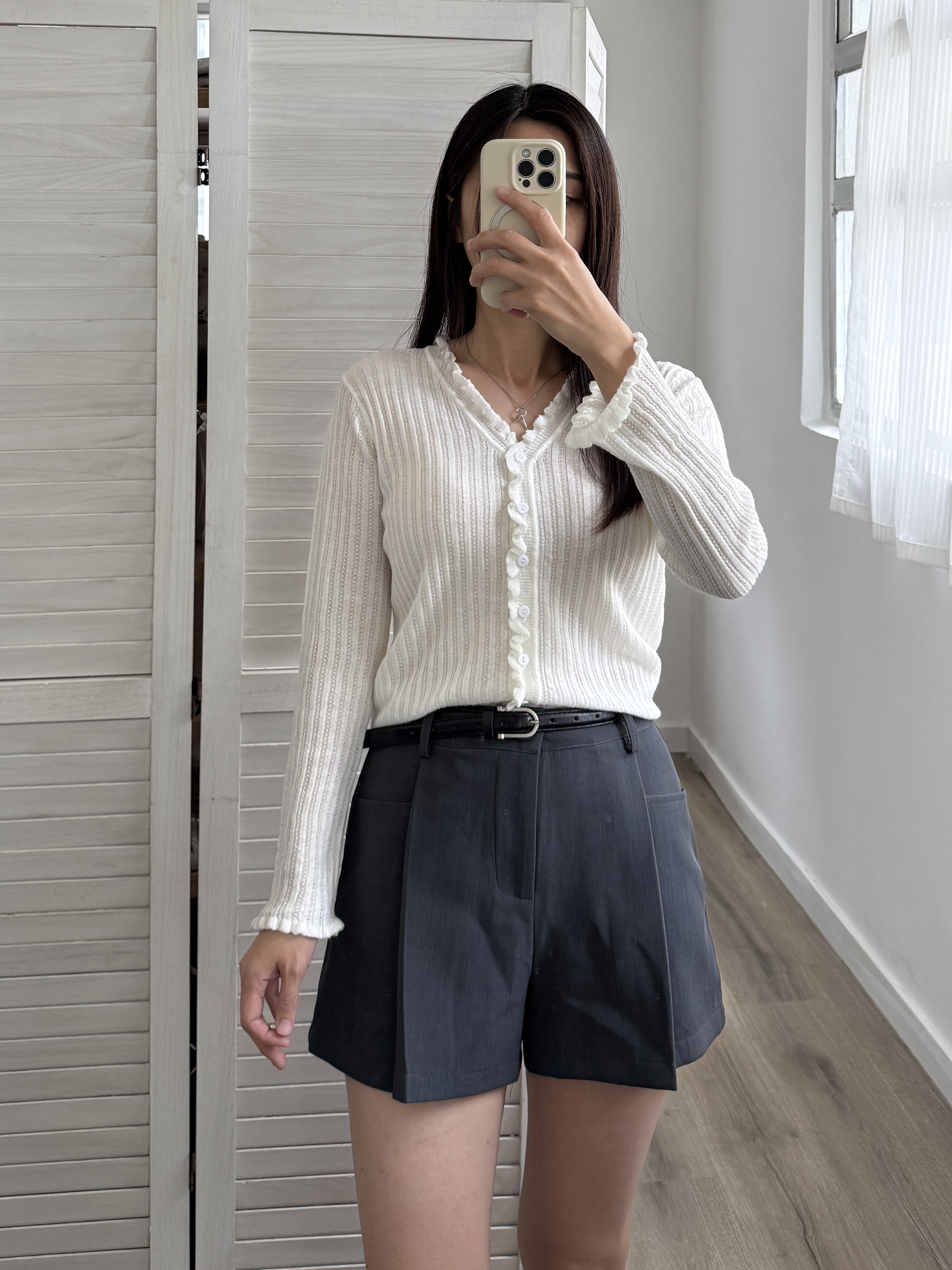 簡約雙摺紋西褲連腰帶