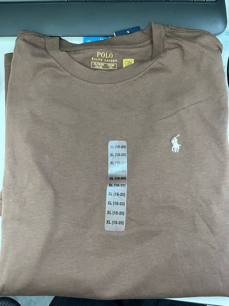 [S] PRL BROWN CLASSIC FIT CREW NECK T-SHIRT, 323855134004-BROWN (SRL175)