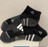 [S] ADIDAS BLACK 949985 6 PAIR LOW CUT SOCKS, 888254170461 (SZZ593)
