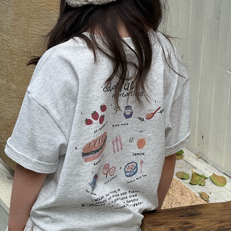 《1332》女童刺繡款卡通印花舒適冰感棉質上衣(90-170)