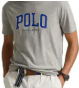 [S] PRL GREY LOGO JERSEY CREWNECK TEE, 1464513-GREY (SRL176)