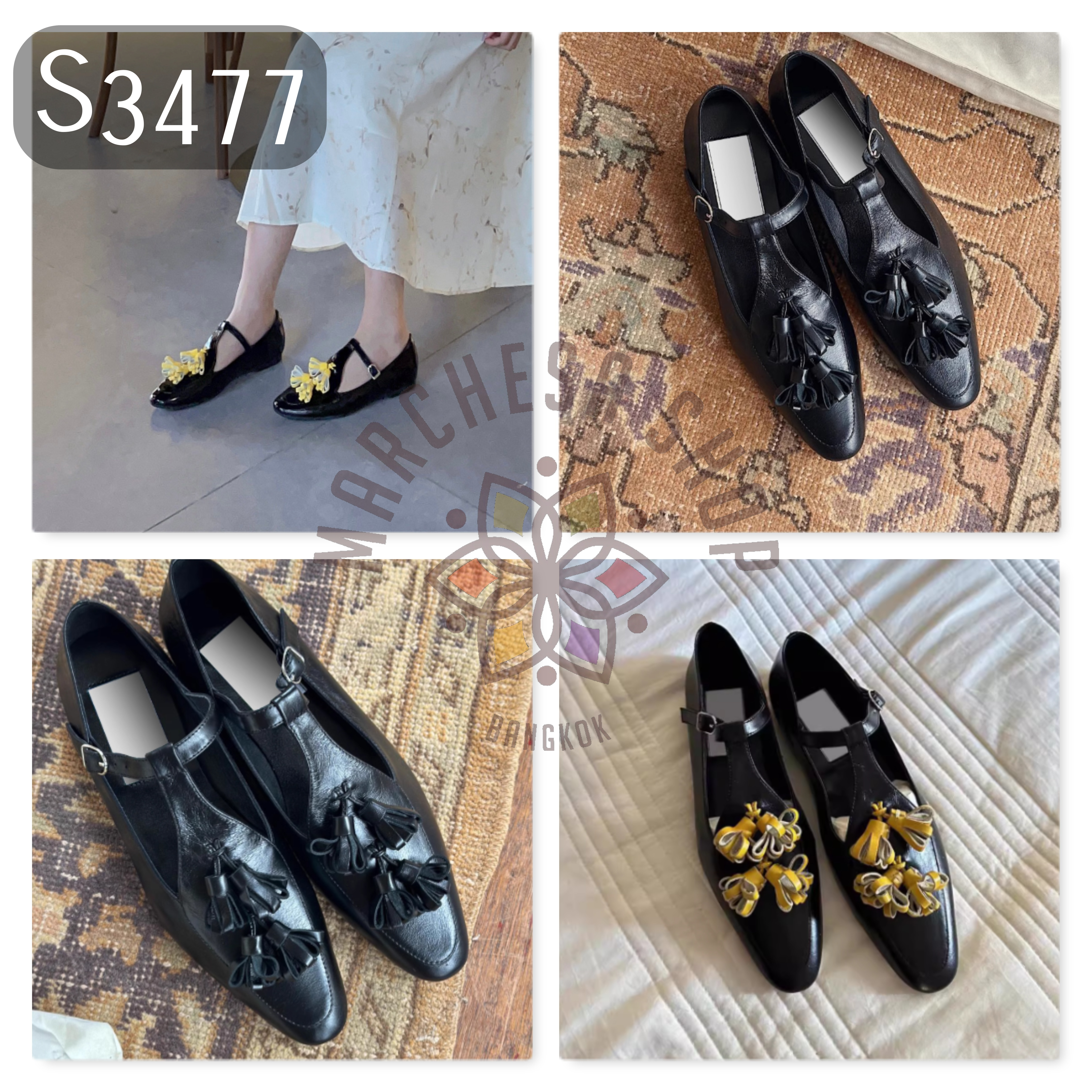 S3477 - 頭層小羊皮立體流蘇瑪麗珍平底鞋