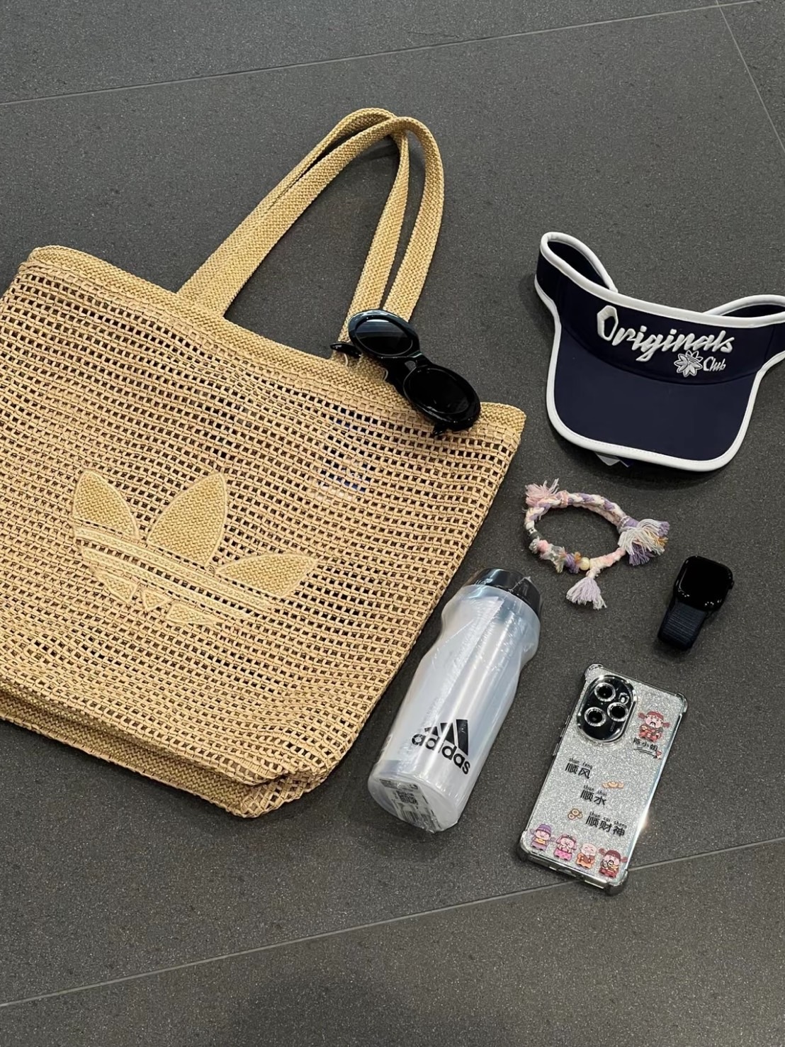 ADIDAS 草編托特包