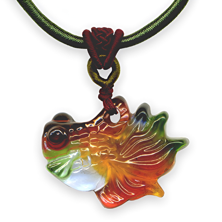 鹿港窯水晶琉璃|金魚項鍊 年年有餘福運綿延開運納福