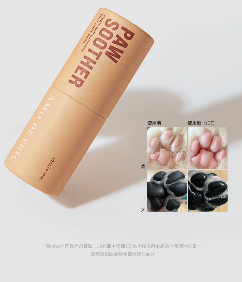 Amo Petric寵物沙棘果潤腳膏2.0便攜裝 天然植物精油成分 舒緩乾裂粗糙腳掌 犬貓適用護理產品