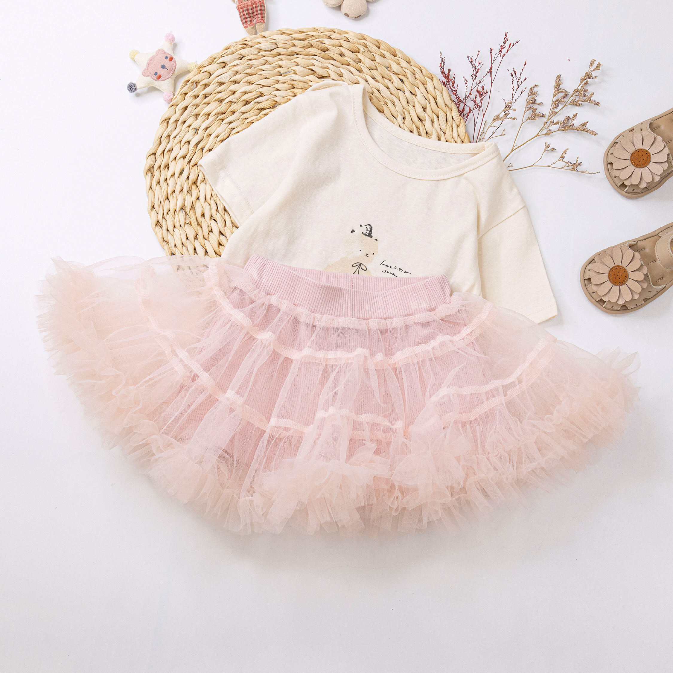 夢幻蓬蓬網紗拼接舒適褲裙＊二色 (H50457)