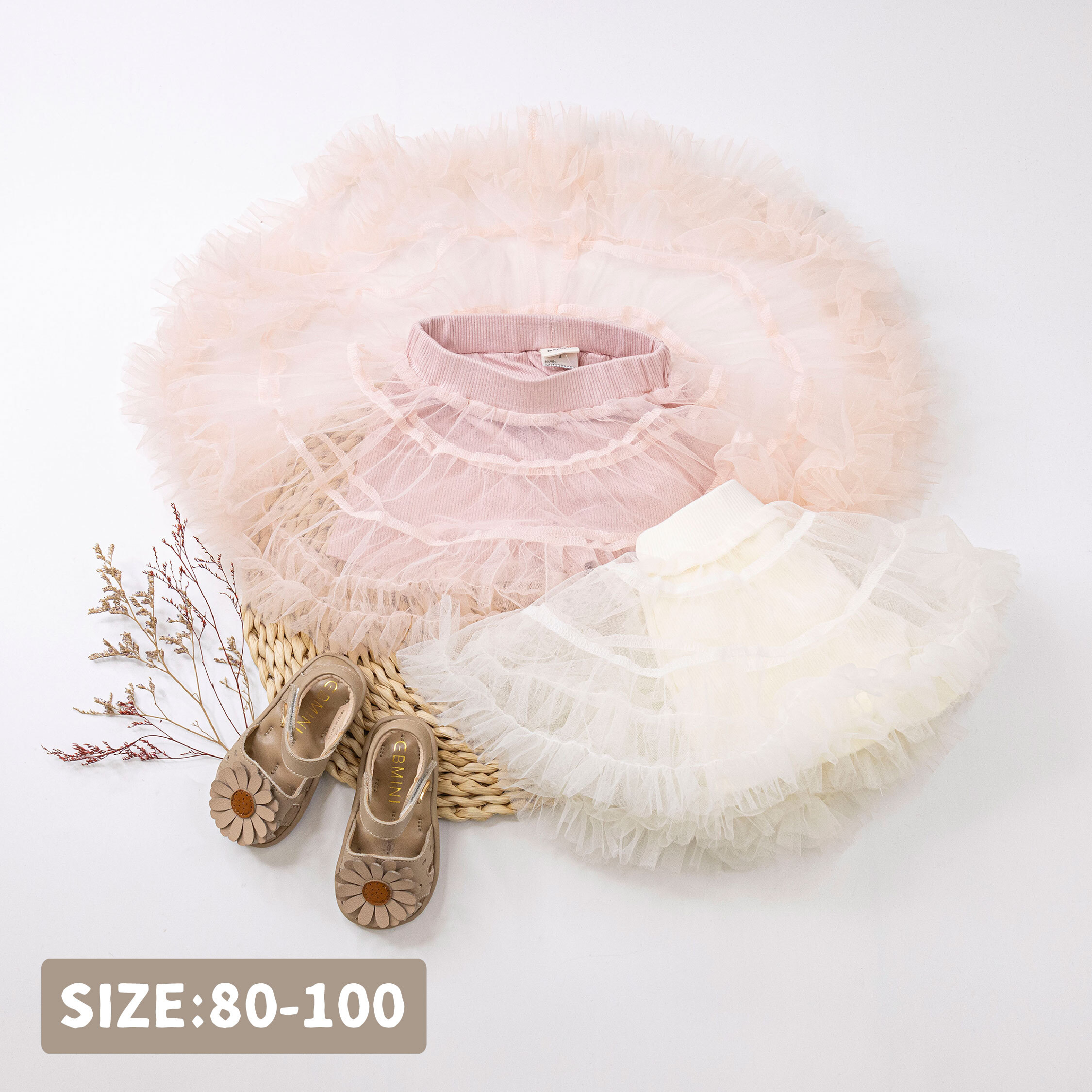 夢幻蓬蓬網紗拼接舒適褲裙＊二色 (H50457)