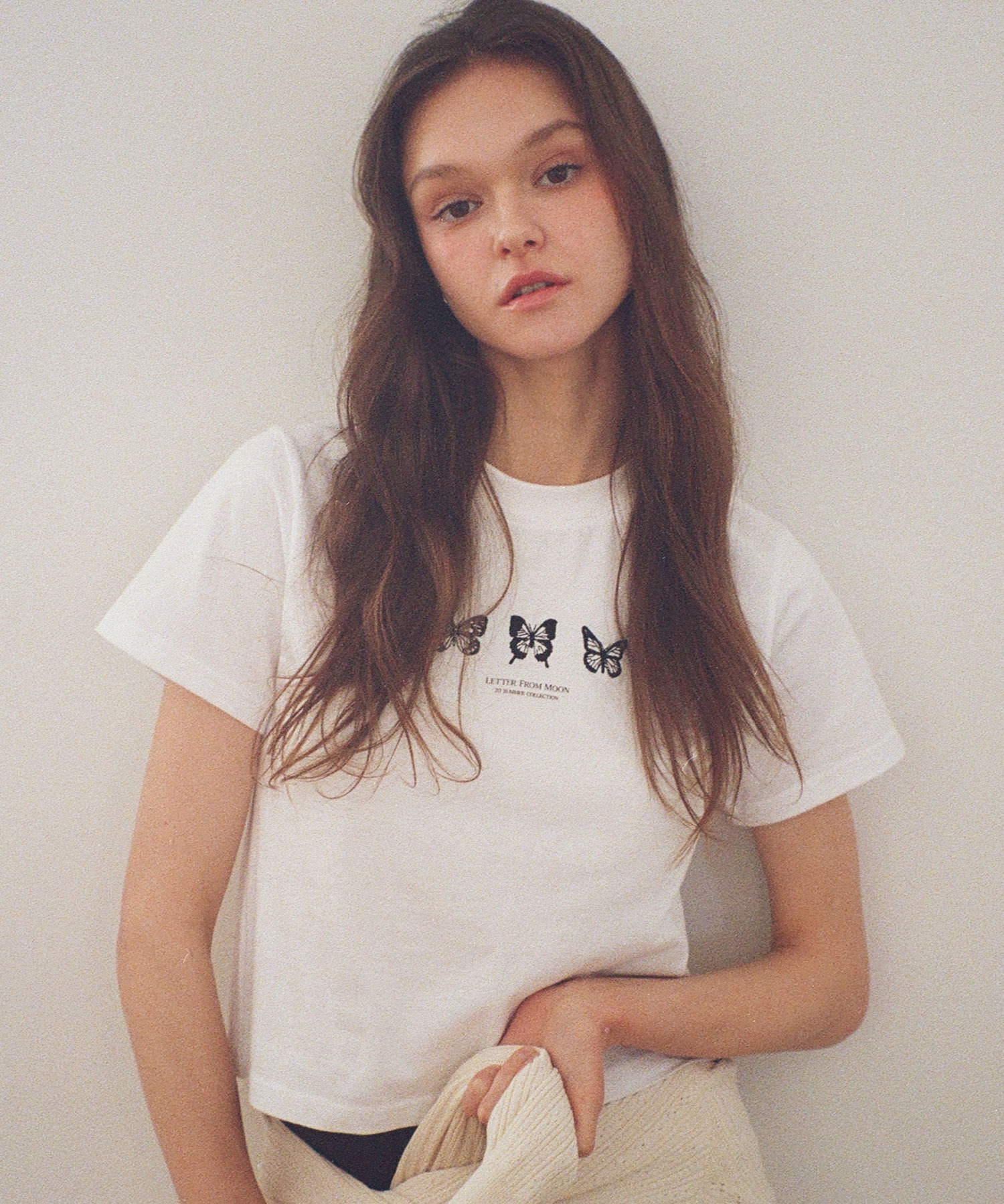 Letter From Moon Triple Butterfly Crop Short Sleeve T-shirt