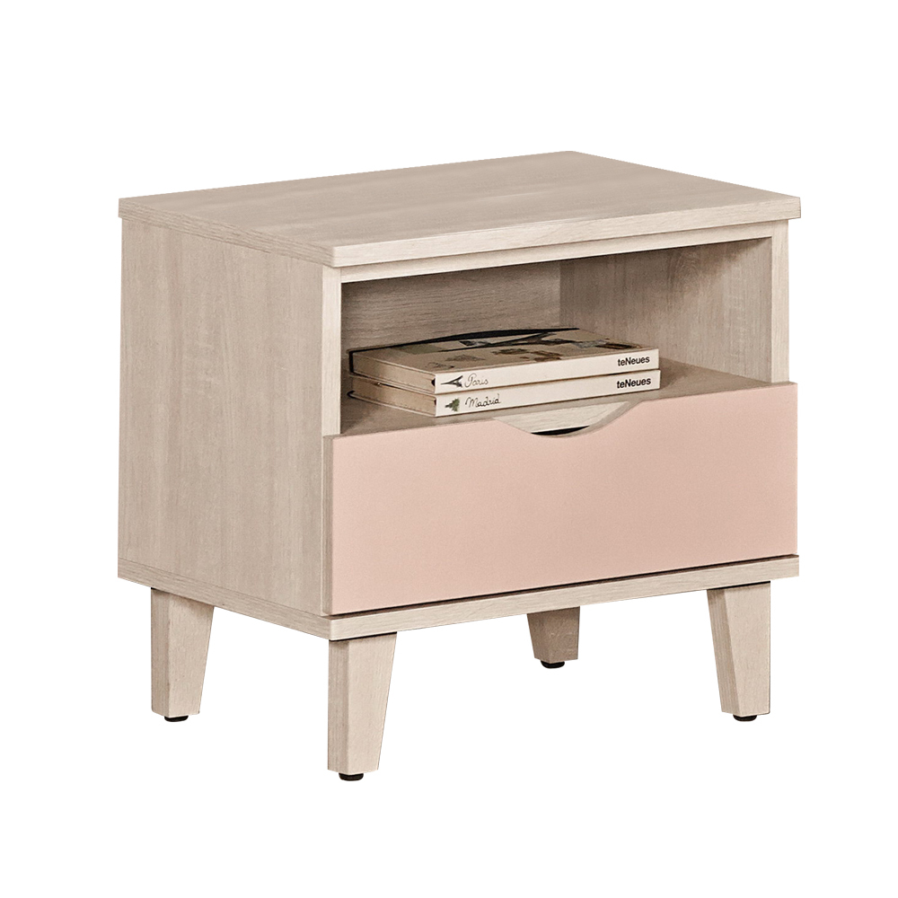 斯緹1.5尺粉色床頭櫃/單抽收納櫃/置物櫃