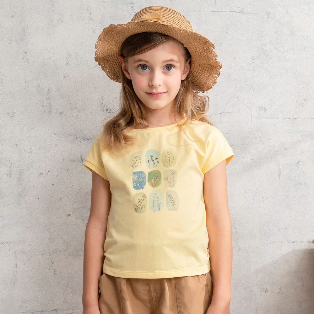 PIPPY水彩花草印花棉質上衣 黃