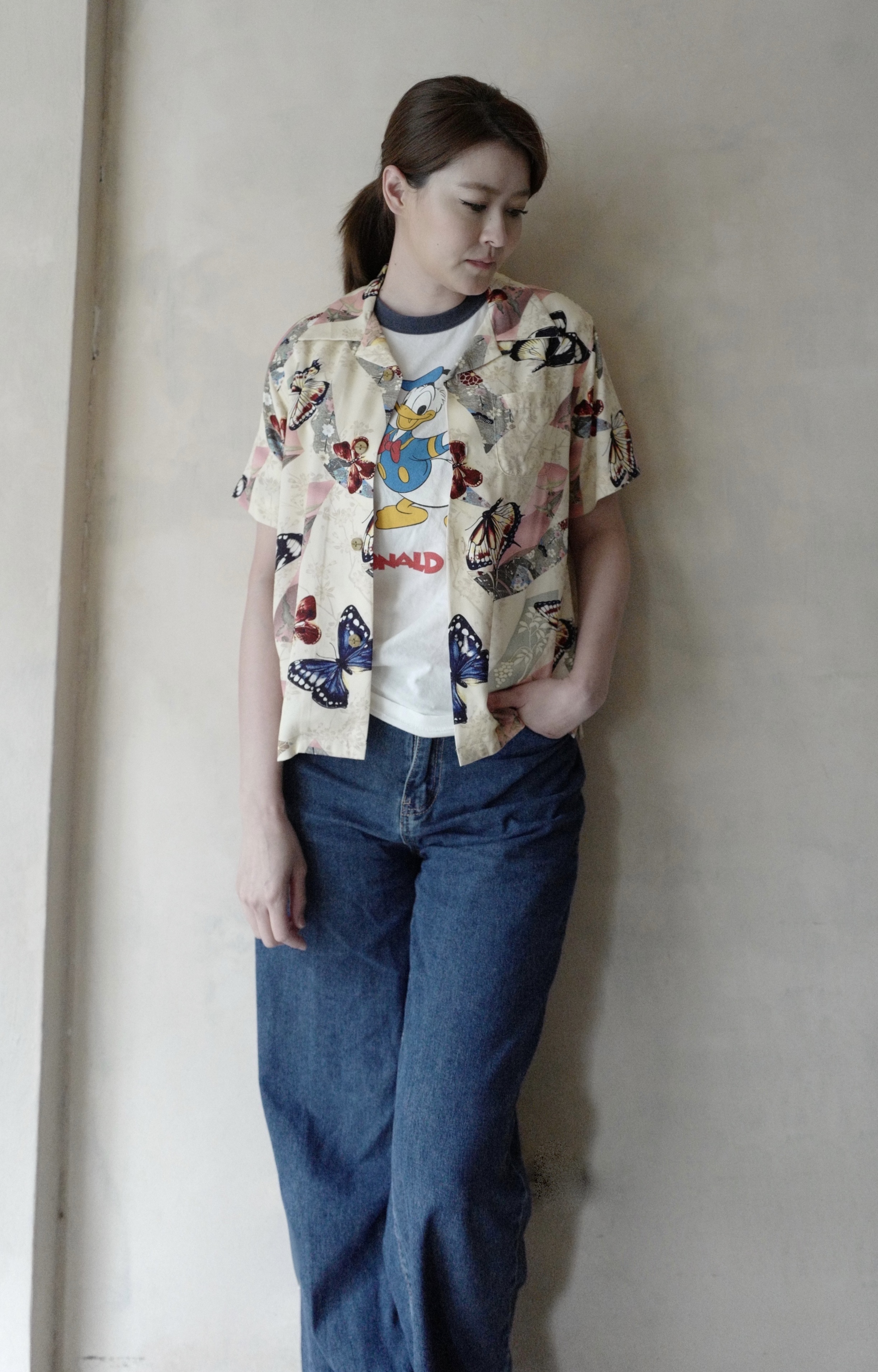 HOUSTON ALOHA SHIRT (蝶) / Natural