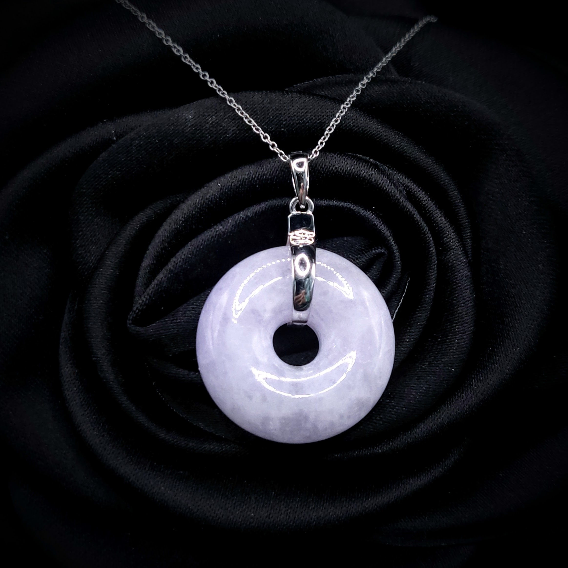 全新18K白金翡翠吊墜