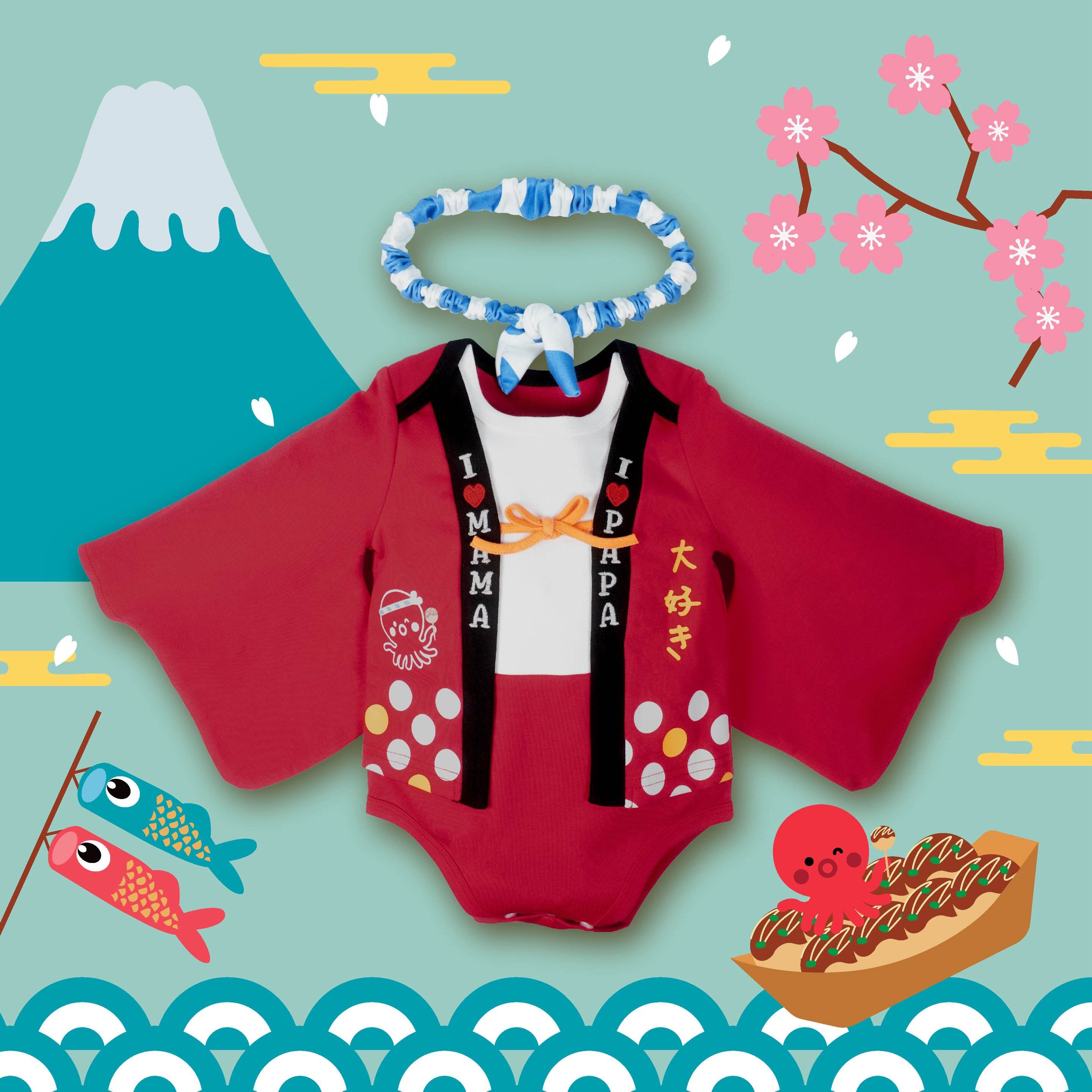 章魚慶典包屁浴衣連髮帶