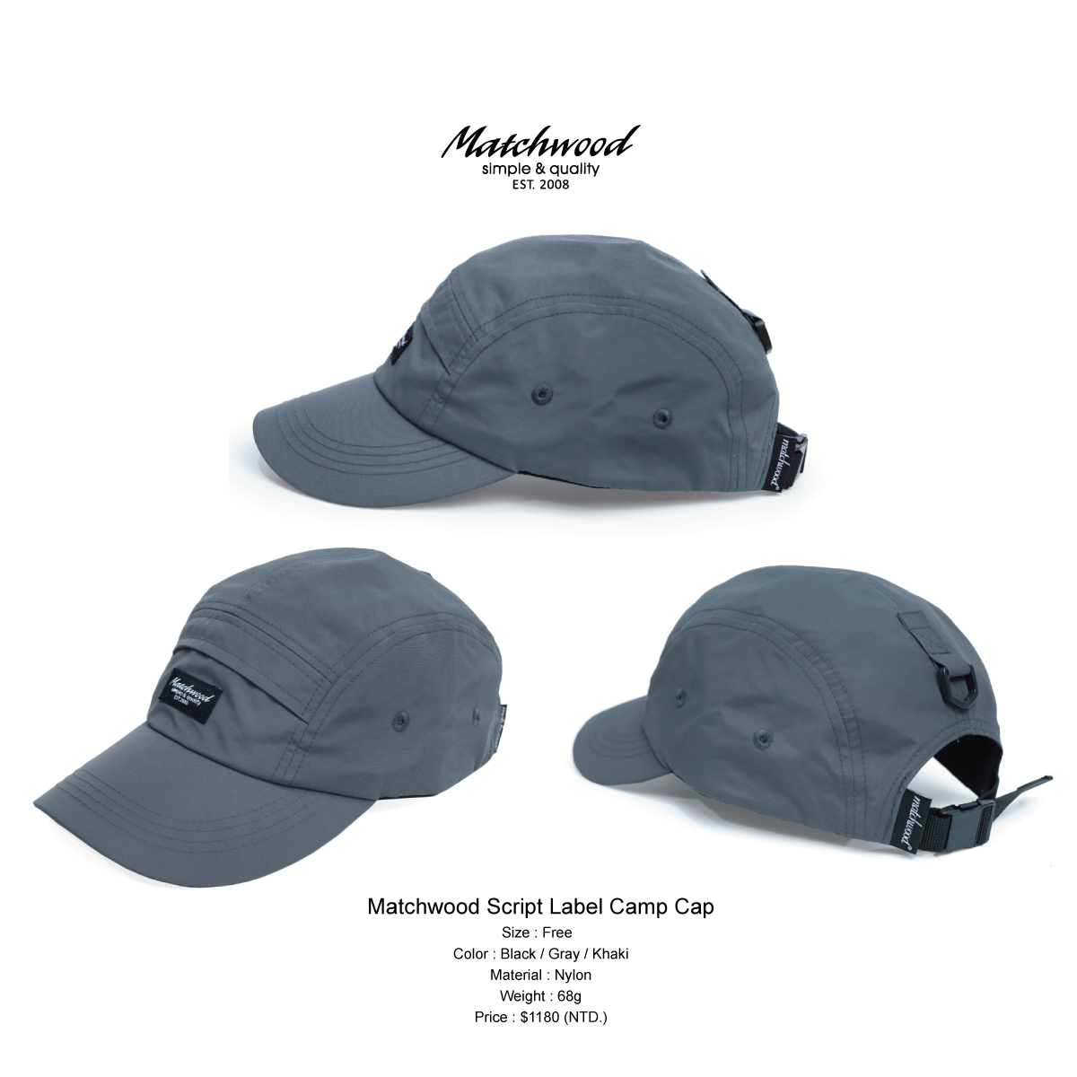 Script Label Camp Cap 五分割キャップ