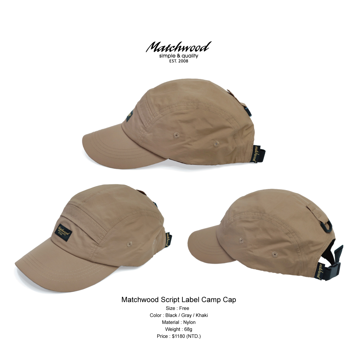 Script Label Camp Cap 五分割キャップ
