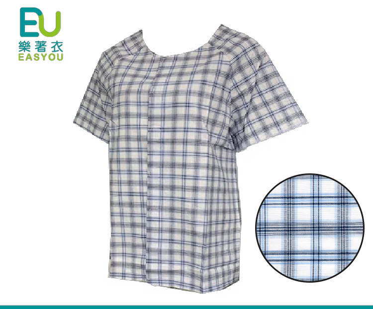 樂著衣-魔術扣全開上衣-短袖(居家病人服,樂齡衣物)