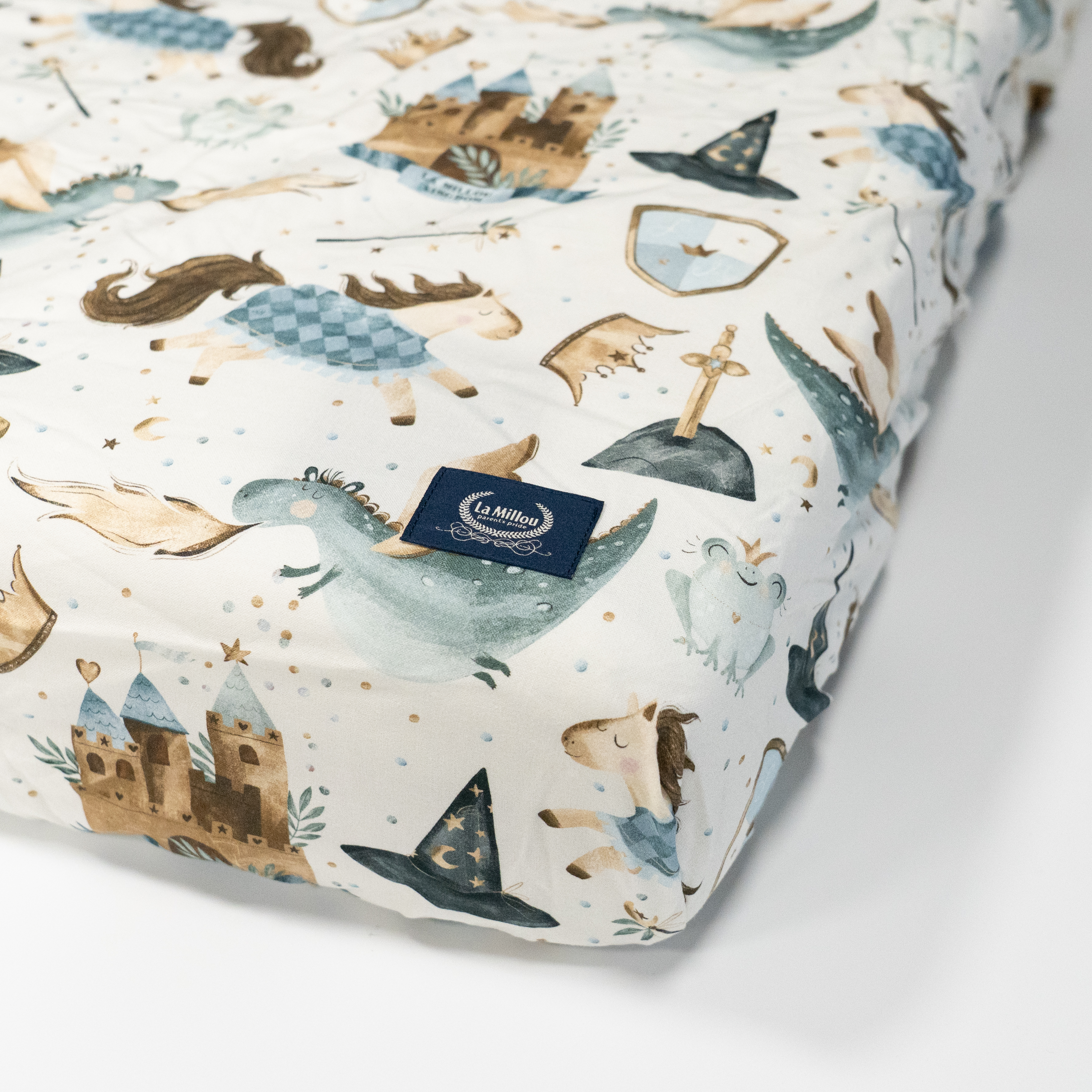 La Millou波蘭 拉米洛北歐風嬰兒床單(70x140cm)｜仙履奇緣(藍底)