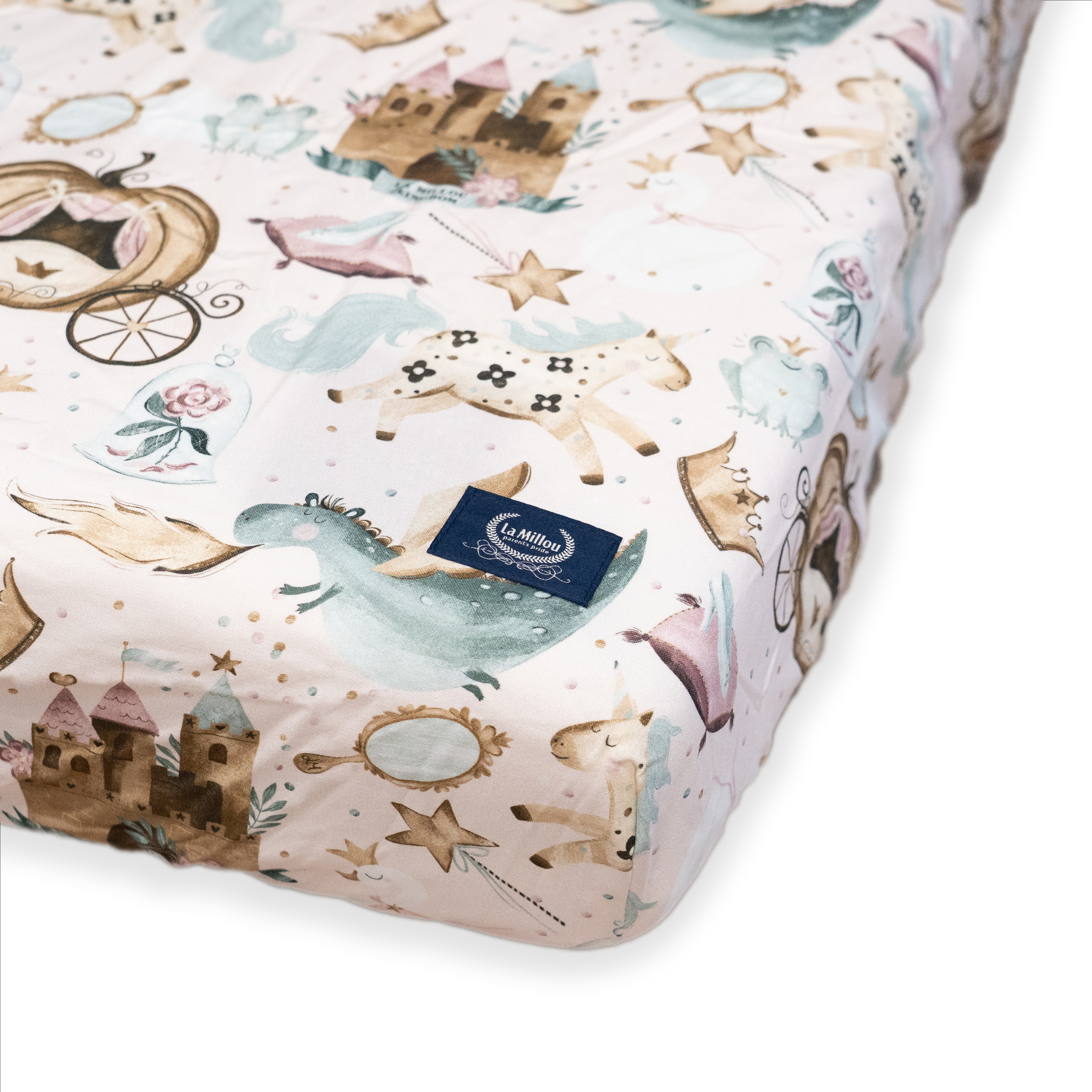La Millou波蘭 拉米洛北歐風嬰兒床單(70x140cm)｜仙履奇緣(粉底)