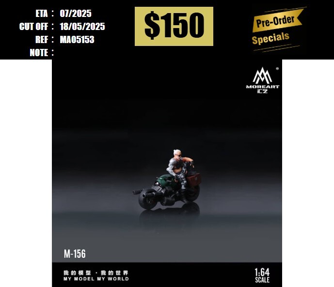 PO-$150 * MOREART * 1:64 FIGURE-MACHINE GUN MOTORCYCLE DOLL BRIGHT GREEN(MO222156) [OD15/05]