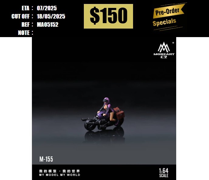 PO-$150 * MOREART * 1:64 FIGURE-MACHINE GUN MOTORCYCLE DOLL FANTASY PURPLE(MO222155) [OD15/05]