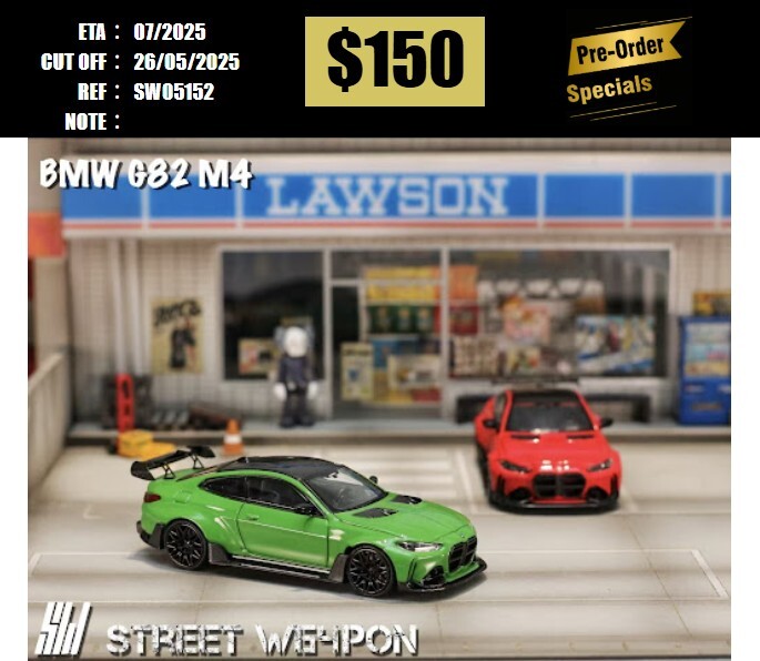 PO-$150 * STREET WEAPON * 1:64 BMW M4 G82 ADRO BODY KIT GREEN [OD15/05]