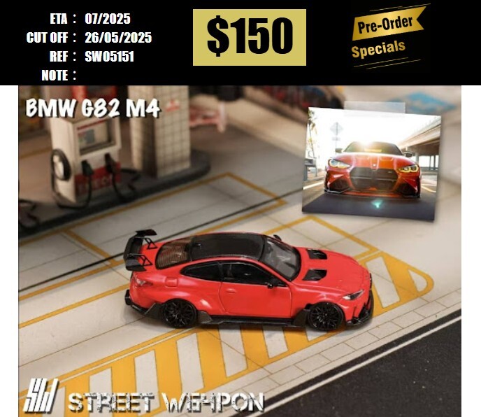 PO-$150 * STREET WEAPON * 1:64 BMW M4 G82 ADRO BODY KIT RED [OD15/05]