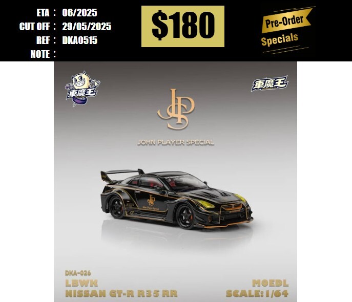 PO-$180 * DEMON KING AUTO * 1:64 NISSAN GT-R R35 LBWK JPS [OD15/05]