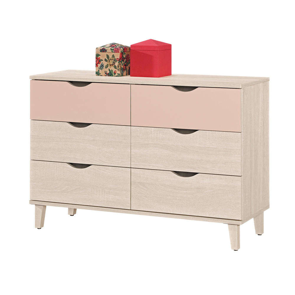 斯緹3.6尺粉色六斗櫃/六抽收納櫃/置物櫃